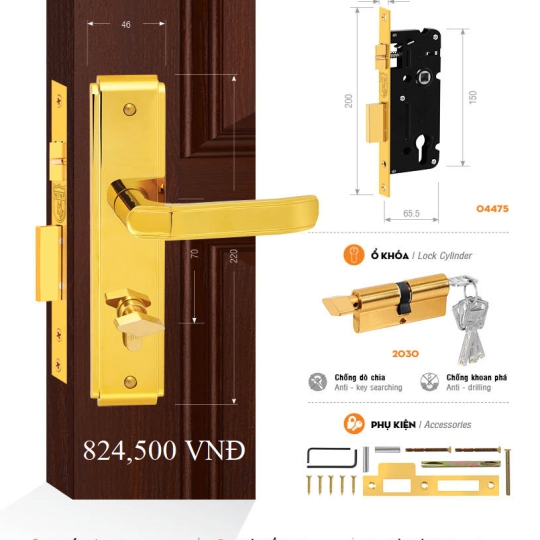 Bộ Khóa Cửa Phòng Việt Tiệp (có nhiều mẫu)