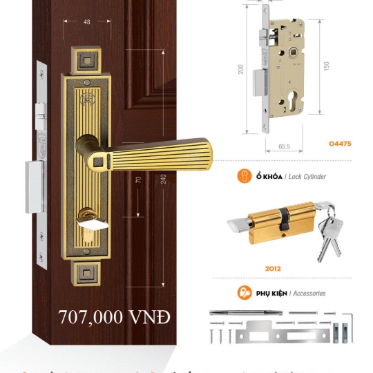 Bộ Khóa Cửa Phòng Việt Tiệp (có nhiều mẫu)