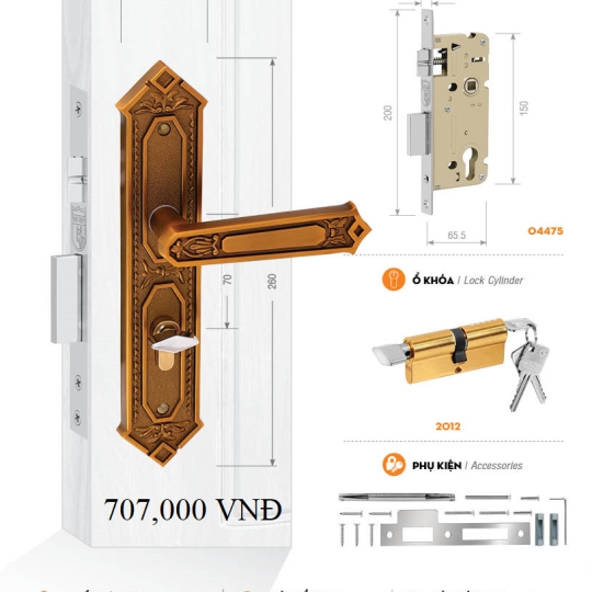 Bộ Khóa Cửa Phòng Việt Tiệp (có nhiều mẫu)