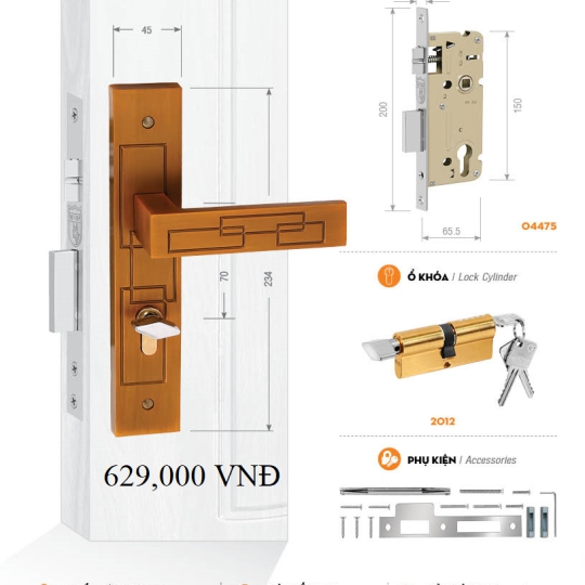 Bộ Khóa Cửa Phòng Việt Tiệp (có nhiều mẫu)