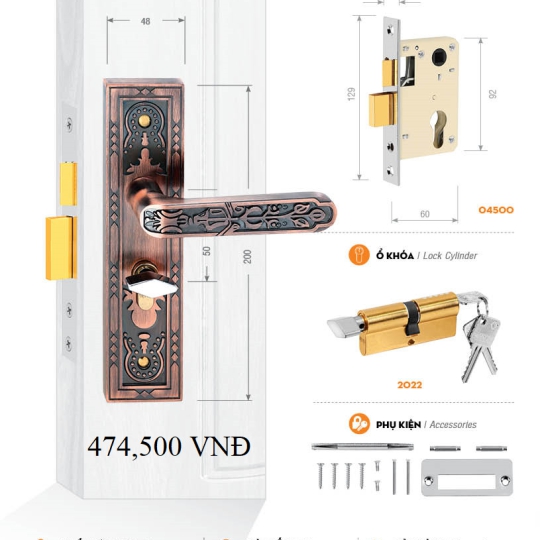 Bộ Khóa Cửa Phòng Việt Tiệp (có nhiều mẫu)