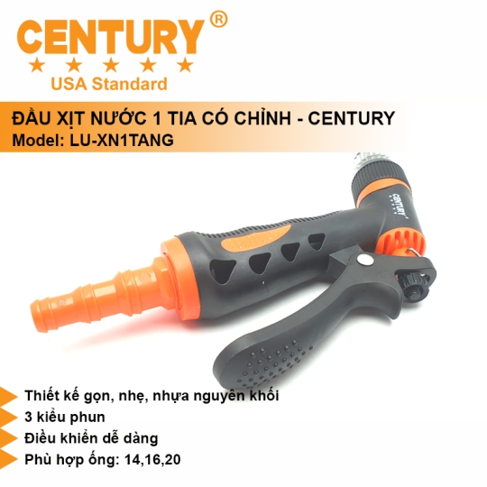 Súng Xịt Rửa Xe Và Tưới Cây 1 Tia Có Tăng CENTURY