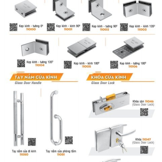 Bộ Khóa Cửa Và Phụ KIện Nhôm Kính Việt Tiệp (có nhiều mẫu)