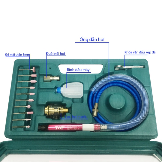 Bộ Máy Mài Dạng Viết Bằng Khí Nén 3mm Có Bộ Đá TOP