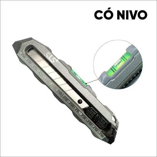 Dao Rọc Giấy Hợp Kim Nhôm Có Ống Thủy LS+