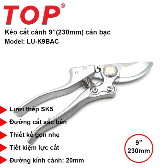 Kéo Cắt Cành 9” Cao Cấp Lưỡi SK5 TOP