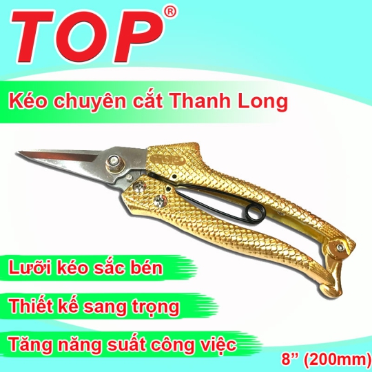 Kéo Cắt Thanh Long 8” Cán Vảy Cá Màu Vàng TOP