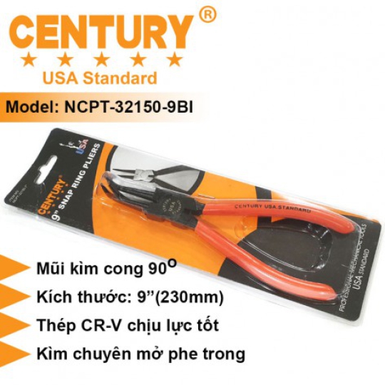 Kìm Phe Trong Mũi Cong 90 Độ Cán Cam CENTURY